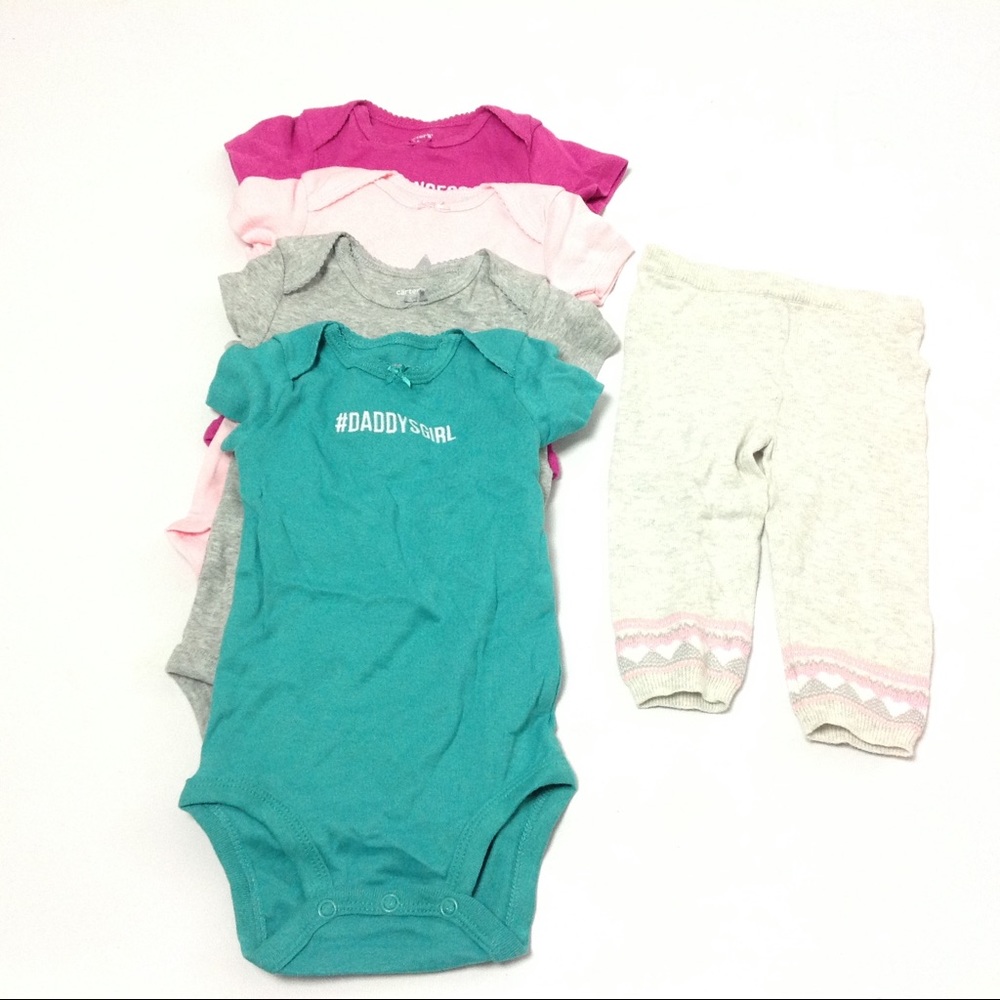 Lot of 5 baby Bodysuit Pant 6 Months